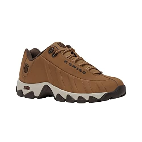 K-SWISS Men's ST329 CMF Sneaker, Wide Tennis Dad Walking Shoes Leather Upper 6.5 Brown Sugar/Pumice Stone/Java