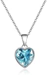 Heart Gem Necklace 925 Sterling Silver Pendant Crystal Necklace Gem Necklace Birthstone Necklaces for Women