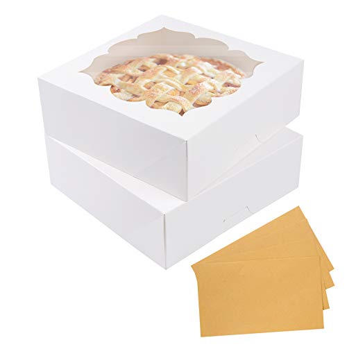 LOKQING 20 Pack Pie Boxes Cake Boxes Bakery Boxes with Window Pastry Boxes for Gift Giving 9x9x3inch (White)