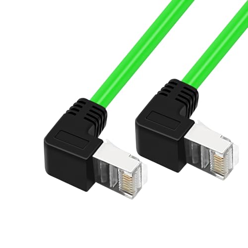 RIKYJIC Cable Ethernet Gigabit de ángulo blindado Cat6a, cadena de arrastre de alta flexibilidad, cable de conexión SFTP de 10 Gbps para cámaras industriales/routers de oficina (verde hasta 10 metros)
