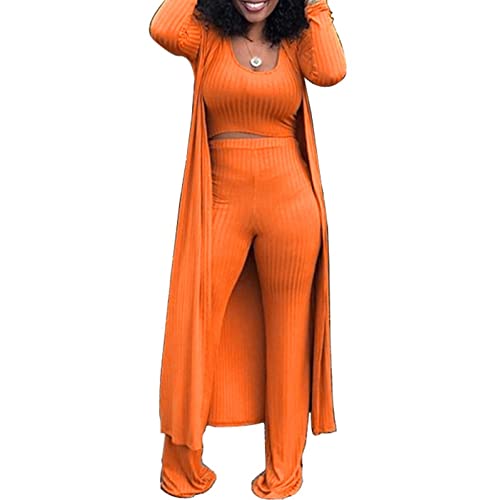 Image of Women's 2 Piece Outfits Set Ribbed Short Sleeve Casual Crop Top Wide Leg Pants Suit Set