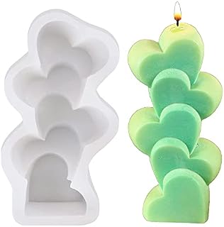 Five Hearts Pillar Silicone Mould Easy to Clean Resin Candle Mould Durable 3D Irregular Love Heart Shaped Silicone Mould for Handmade Gift Clay Craft DIY Resin Crystal Making