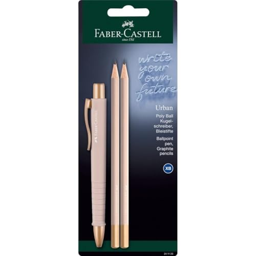 FABER-CASTELL 241123 - Kit d'écriture - Rose pâle - Avec stylo à bille Poly Ball Urban et 2 crayons Urban