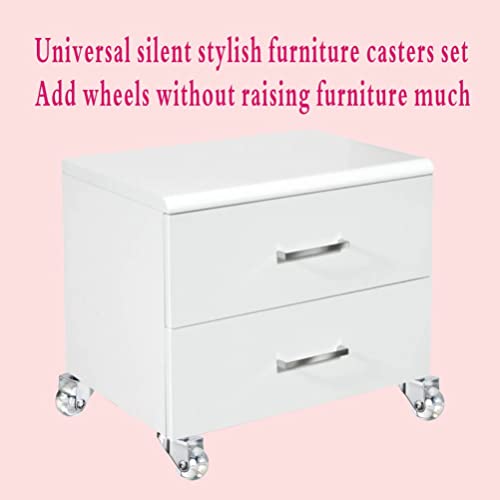Jgjc 8 Pack Swivel Caster Wheels (D=1-3/8", H=2"), Furniture Small Casters Heavy Duty, Crystal Clear Polyurethane Wheels For Furniture, With Square Top Plate (1-5/8"×1-5/8") #TOP7