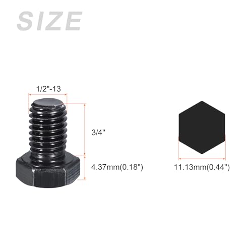 Image of METALLIXITY Hex Head Bolts (1 /2-13 x 3 /4 inch) 10Pcs, 304 Stainless Steel 18-8, Fully Threaded, External Hex Drive, Hex Head Screw Bolt, Black Oxide