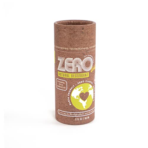 ZERO Waste 100% Natural Deodorant with Dual Strength, Paper Packaging, 0% Plastic and Aluminum, Earth Friendly Stick in Deodorant with Push-up Tube, 24 Hour Protection, Deodorant for Women and Men