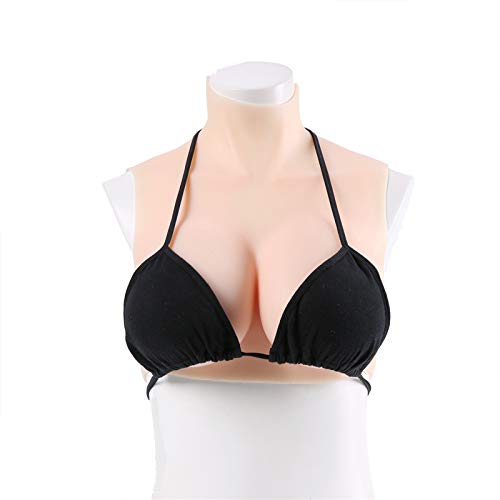 Tauzveok Silikon Brust D Cup Crossdresser Brüste, Silikon Künstliche Brüste, Silikonbrüste Brustprothesen Für Herren BH Mastektomie,Whitening 01 Gel,C