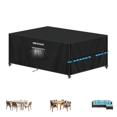 SIMPHAUS Abdeckhaube Gartenmöbel Abdeckung Wasserdicht Abdeckplane Gartenmöbel,Loungemöbel Abdeckung mit Belüftungsöffnungen,420D Oxford Schutzhülle für Gartentisch,Sitzgruppe,Couch 170x110x75cm