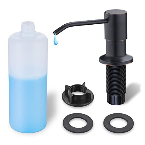 Kitchen Sink Soap Dispenser, WEWE Built in Soap Dispenser Kitchen Countertop Oil Rubbed Bronze Refillable Under Sink Black Pump Liquid Soap Dispenser for Kitchen Sink Stainless Steel Under Counter