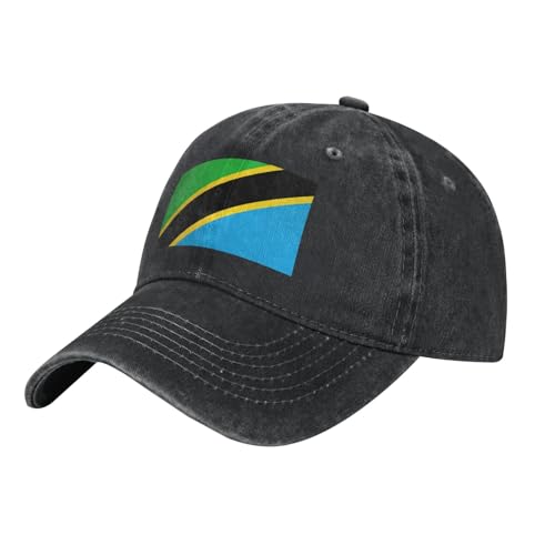 CHUNMINW Casquette de baseball imprimée drapeau de Tanzanie - Casquette de baseball en denim délavé - Réglable - Rétro - Cadeau pour homme et femme, noir, One Size-M