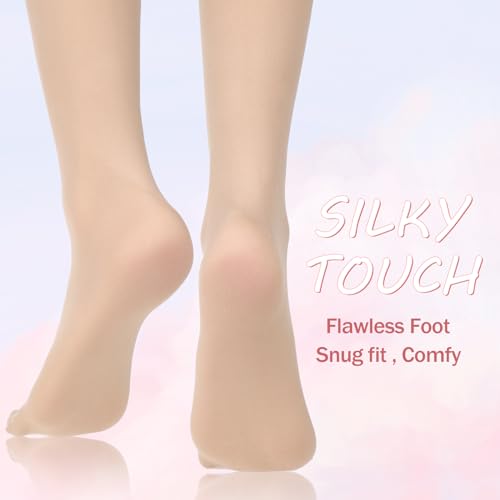 Mozeat Lens 8 Pairs Sheer Knee High Stockings for Women, Lady's Nylon Lace Trouser Socks Women's Knee High Socks Dress Socks Black, White, Grey, Skin Color4