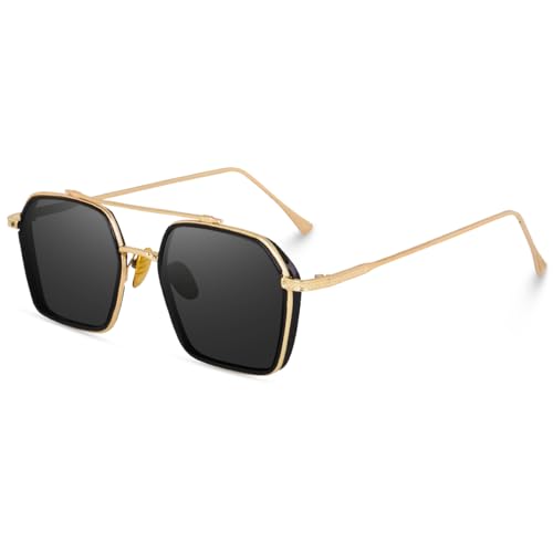 Image of CREEK Unisex Full Rim Hexagonal Branded and Stylish Sunglasses | 100% UV Protected | Men & Women | Medium | CH S1145-Pack of 1