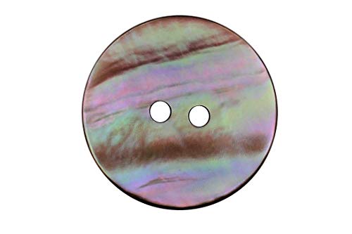 Lot de 6 boutons en nacre véritable - 2 trous - Blanc crème à arc-en-ciel - Couleurs chatoyantes (17 mm) Cover