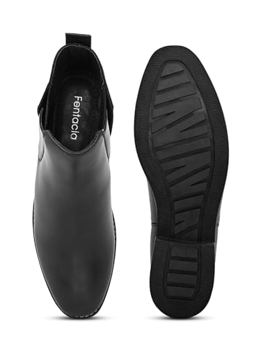Image of FENTACIA Faux Leather Formal Chelsea Boots for Men