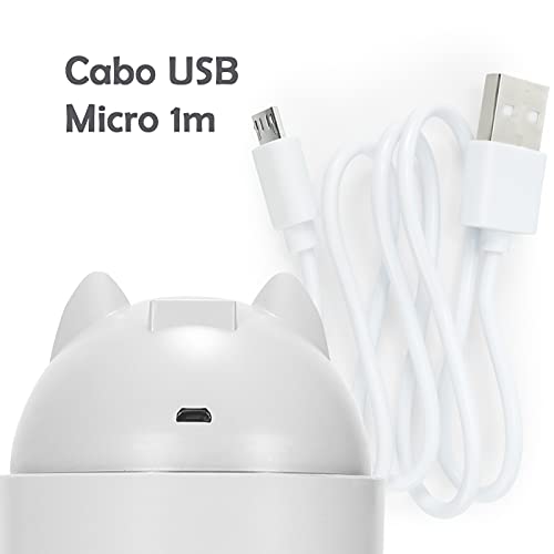 Luminaria De Led Mesa 3 Em 1 Difusor Ambiente Quarto Gatinho (Branco)