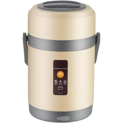 Fiozwea 電気加熱ランチボックス、断熱食品容器、自動USB、作業用車載、静音・無臭、水不要、304ステンレススチール (グリーン、1.6L (車載充電器とデータケーブル付属)) (2.0L(カーチャージャー+データケーブル付き),A)