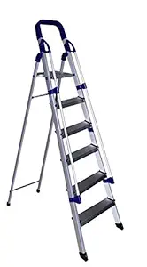 Parasnath Railing Home Pro 6 Step 6.1 Ft Light Weight Full Aluminium Heavy Duty Folding Ladder (Made in India)