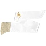 MAGICLULU Hochzeitsstola Priesterkragen mit Kreuz und Taubenstickerei Weiße Pastorenschal aus Atmungsaktivem Material Traditionelle Chorstola für Kirchliche Trauungen