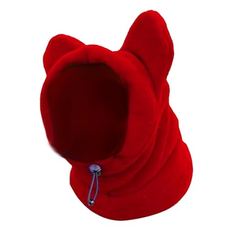 predolo Dog Hood Warm Hat, Winter Dog Hat, Thickened Neck Warmer Scarf Ears Hoodie, Hat Head Wrap, Adjustable Soft Windproof Hooded Silent Ear Protector New Year Gift for Your Pets, Red, M