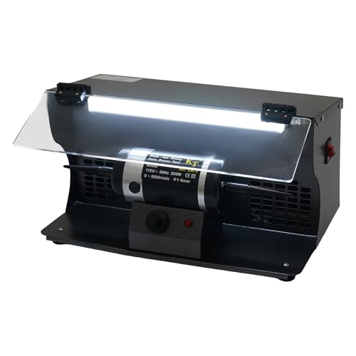 Polishing Machine, 200W Dual-Switch Control Polishing Grinder with Dust Collector and Two Mounting Shafts, Variable Speed Bench Electric Polishing Machine For Jewelry, Hardware and Small Workpieces