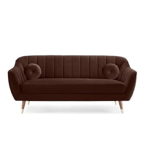 Image of 3 Seater Sofa Set with Two Cushions Perfect for Home Office Guests Living Room (Brown, 3 Seater)