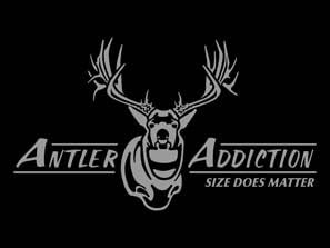 Antler Addiction Deacl - Mule Deer Skull Decals - Hunting Automotive Window Decal - Mule Deer Sticker - Deer Stickers - Truck Decals - Hunters Image