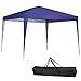 BAKAJI Gazebo 3 x 3 metri Pieghevole Tessuto Poliestere Impermeabile Struttura in Metallo Richiudibile a Fisarmonica Tendone Portatile Fiera Mercato Giardino Esterno + Sacca per Trasporto (Blu) immagine