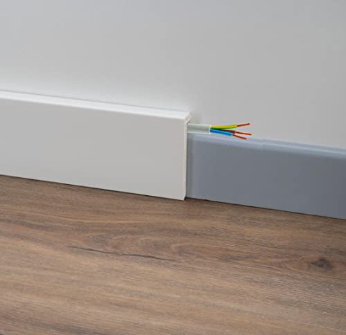 ZOCCOLINO BATTISCOPA PVC COPRIMARMO PASSACAVO PREZZO DIVENDITA A METRO lineare (in BARRE 2,5 mt) INATTACCABILE DA MUFFE PUÒ CONTENERE CAVI ELETTRICI (BIANCO)