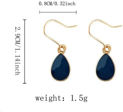 Navy Blue Earrings Blue Teardrop Earrings for Women Minimalist Waterdrop Dangle Earring Exquisite Gold Oval Hook Earring Jewelry - Image 7