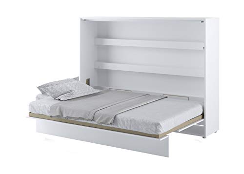 Bed Concept Wandklappbett Lattenrost V-Bett Wandbett Bettschrank (BC-04, 140 x 200 cm, Weiß/Weiß, Horizontal) – Bild 5