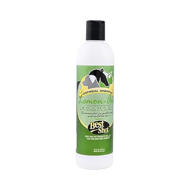 Best Shot Lemon-Aid Oatmeal Wash, Pet Shampoo for Dogs, Cats, and Horses, Ideal Pet Grooming Supplies, 16 Oz.-XjIE0Jze