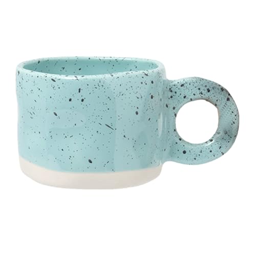 Set di tazze in ceramica con manico, per caffè e latte, stampa moderna, in porcellana, fatta a mano, in ceramica, per coppie, con impugnatura, tazze da viaggio per bevande calde (azzurro, 13, 7 x 7 cm