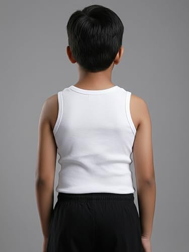 Image of KiddoPanti Boys 100% Cotton Vest Pack of 3 | Cotton 1x1 Rib Knit Sleeveless Innerwear | Soft & Breathable Kids Vest