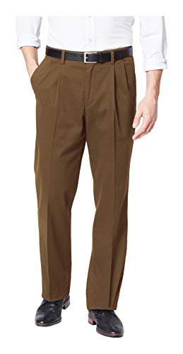 Dockers Men's Classic Fit Easy Khaki Pants-Pleated, Tobacco - Brown, 44Wx30L