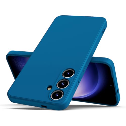Image of Kapa Matte Protective Lens Flexible Back Cover for Samsung Galaxy S24 | Slim Silicone with Soft Lining Shockproof Full Body Bumper Case (Blue)