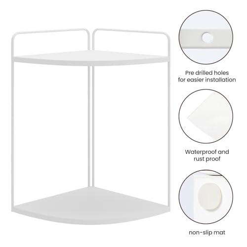 Image of Forest Angle Bathroom Counter Organizer,Countertop Organizer,Vanity Organizers,Bathroom Storage,Bathroom Sink Caddy,Counter Shelf,Corner Counter,Corner Shelves(White)
