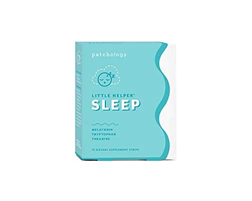 Patchology Little Helper All-Natural Supplement Strips - Green Tea, Caffeine, & Vitamin D - for Sleep, Energy, or Stress Relief - Quick-Dissolving Strips for Men & Women - (Herbal Honey