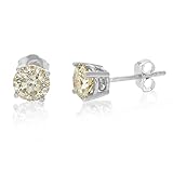 0.20 CT Champagne Diamond Stud Earrings Sterling Silver