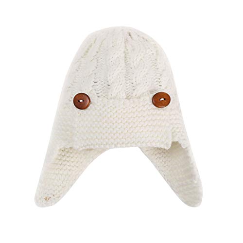 DUHGBNE Strickmütze Beanie Strickmütze Kindermütze Warm Baby Wintermütze Feinstrick Mütze doppelt gestrickt Mütze Baby Slouch Kindermütze Tierdruck Plüsch – Bild 3