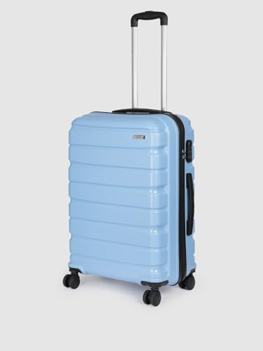 Image of Teakwood 65 CM Unisex Trolley Bag for Travel, Hard Cabin Trolley Large Travel Suitcase Bag, Lock System 360 Degree 8 Rotating Wheels (65 CM, Powder Blue)