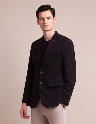 Image of Arrow Men's Regular Fit Checkered Blazer - Single Breasted, Button Closure Stylish Blazer for Men