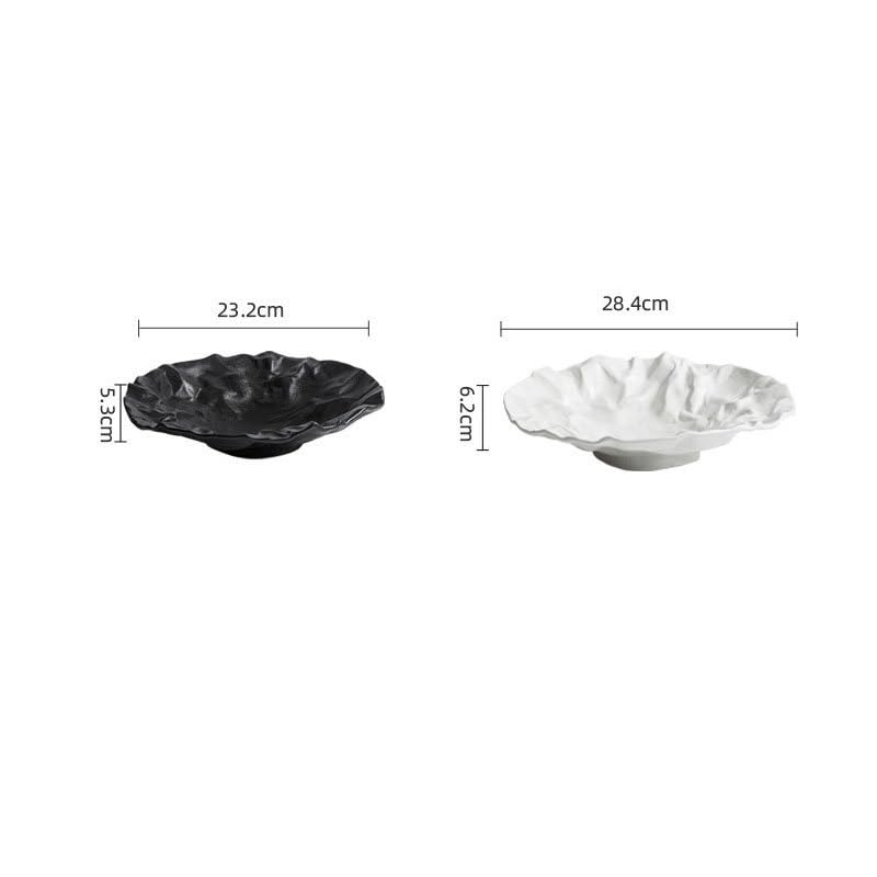 Platos llanos de cerámica con textura arrugada creativa, para el hogar, cocina, aperitivos, postres, ensaladas, hoteles, restaurantes, platos de carne, platos fríos, tamaño único, 9 pulgadas