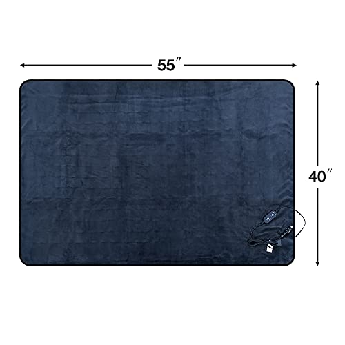 Image of Electric Car Heating Blanket Plush 3 Heat Settings, Auto Shutoff, Washable, 55 X 40, Plugs into Cars 12v and Truc's 24v Outlet, Great for Cold Weather, Tailgating, Emergency Kits, Charcoal