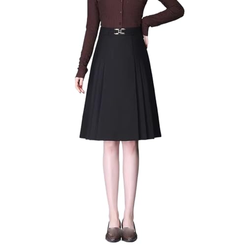 Jupe plissée unie midi vêtement femme taille haute chic