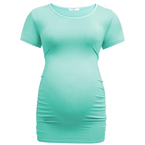 Bearsland Womens Maternity Tshirt 3 Packs Round Neck Short Sleeve Pregnancy Tops #TOP3