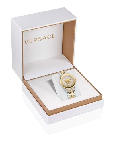 Versace Medusa Infinite Collection Luxury Womens Watch Timepieces with a Two Tone Bracelet and Case Featuring a White Dial4