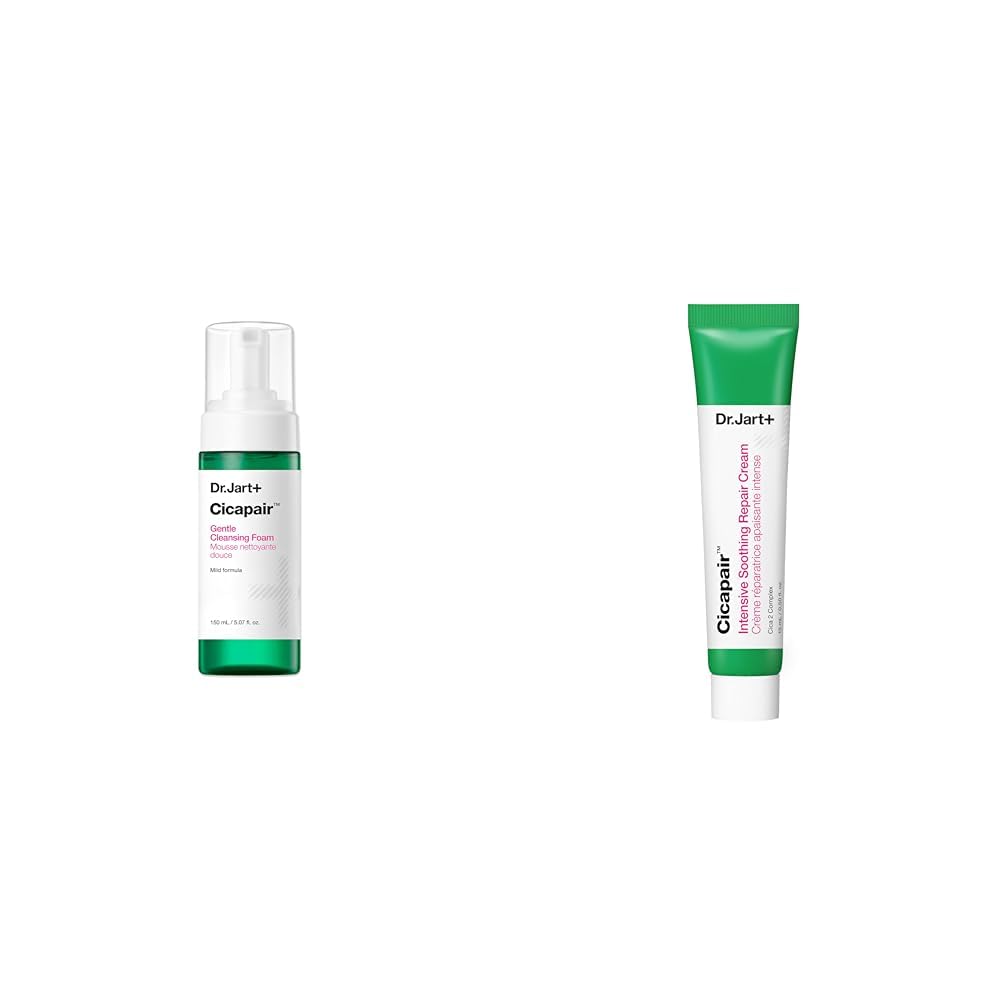 Dr.Jart+ Cicapair Routine: Gentle Foam Face Wash Cleanser (150 ml) + Cooling Gel (50 ml) - Detergente Viso Per Pelli Sensibili - skincare Coreana - Con Centella Asiatica