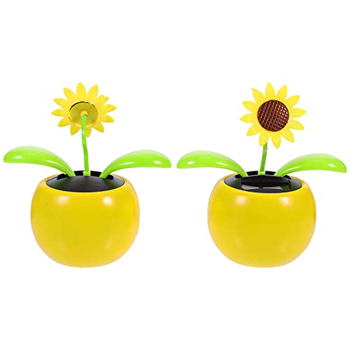 FAVOMOTO Solar Dashboard Decorations Sunflower Dancing Toy Car Dashboard Flower Swinging Doll Car Interior Decoration Office Desktop Home Ornament Fidget Toys 2pcs Desk Decor