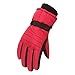 SOIUTAO Gants pour enfants imperméables en softshell - Thermique épais - Avec dragonne - Pour enfant, Bordeaux, M