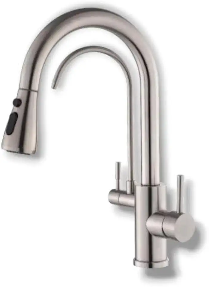 Torneira Monocomando para Cozinha com Filtro, Extensível, Bancada, Acabamento Escovado (Cinza Escovado)